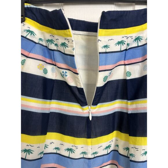 Marcs Tropical Resortwear Striped Cotton Knee Length Skirt Size 12 Coastal - Picture 3 of 7
